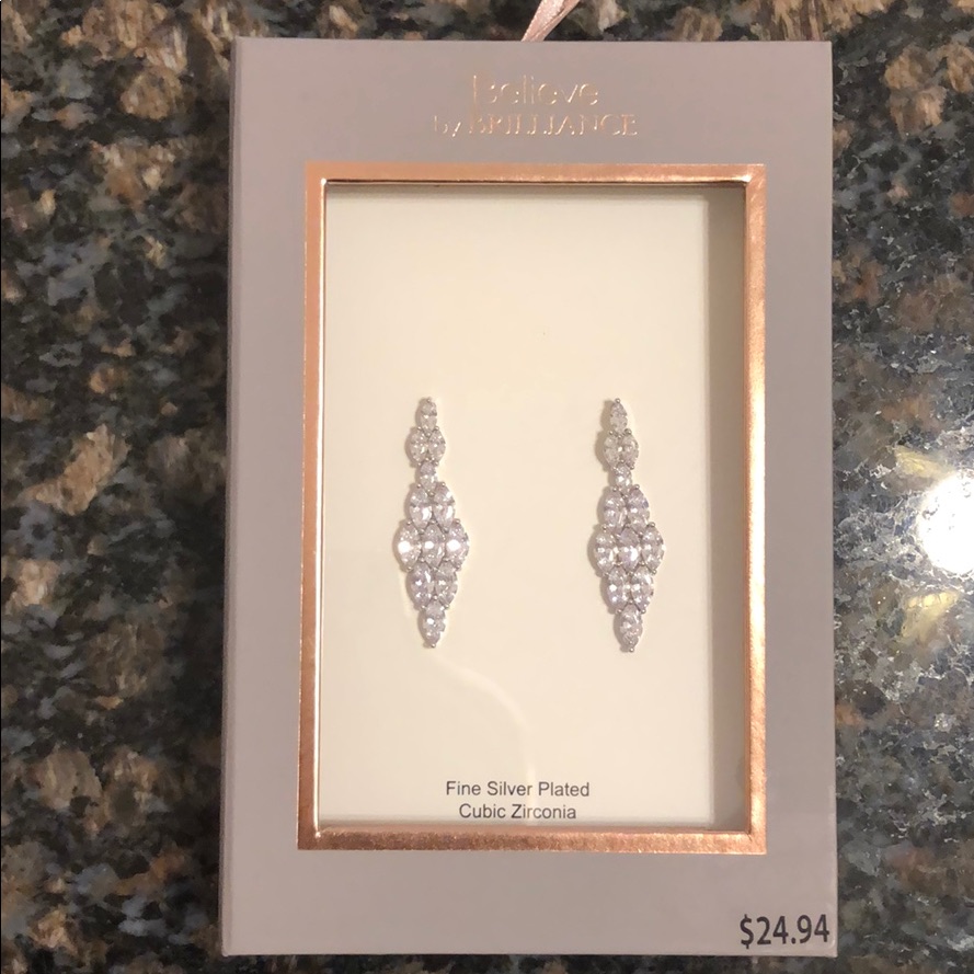 Silver Plated Cubic Zirconia Dangle Earrings